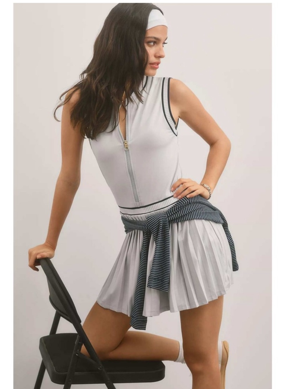 EXCELLENT CONDITION VARLEY ELGAN TENNIS/PICKLEBALL PLEATED ZIPFRONT DRESS LARGE